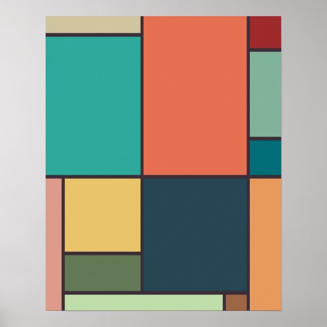 Geometriska bilder av mondrian Stil Abstrakt Retro Poster (Framsidan)