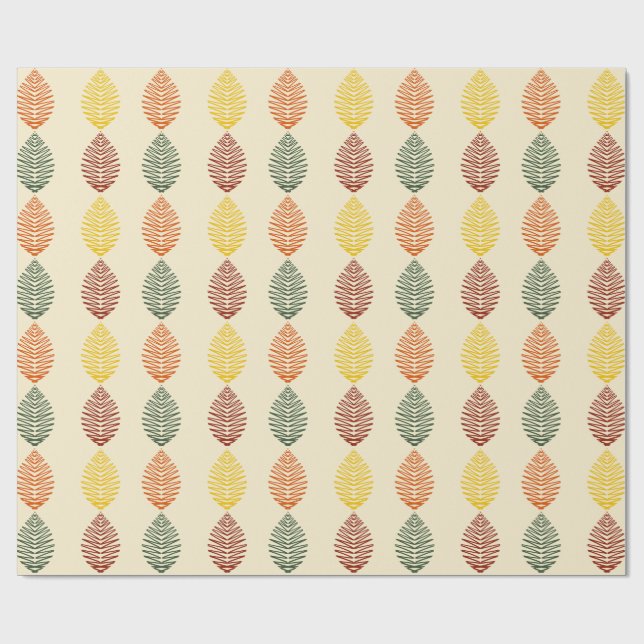 Geometriska blad | Höstfärger Presentpapper (Platt)