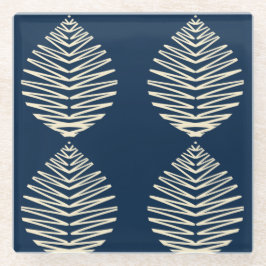 Geometriska blad | Marinblå & Beige