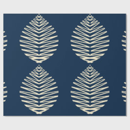 Geometriska blad | Marinblå & Beige Presentpapper
