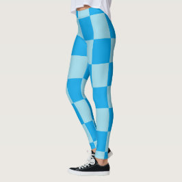 Geometriska blåkvadratblock leggings