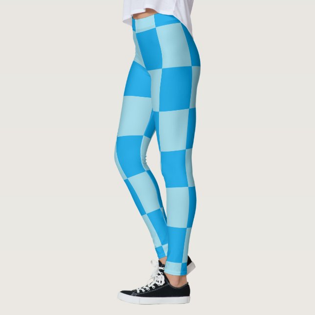 Geometriska blåkvadratblock leggings (Vänster)