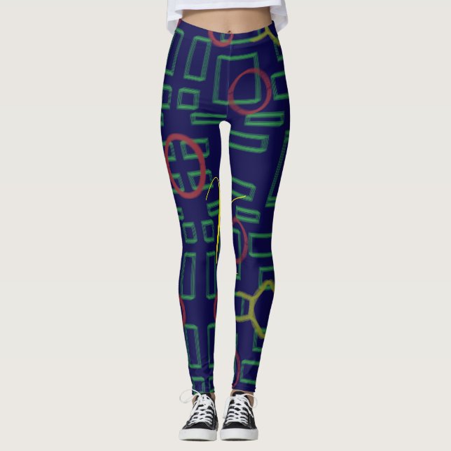 Geometriska blårutor leggings (Framsida)