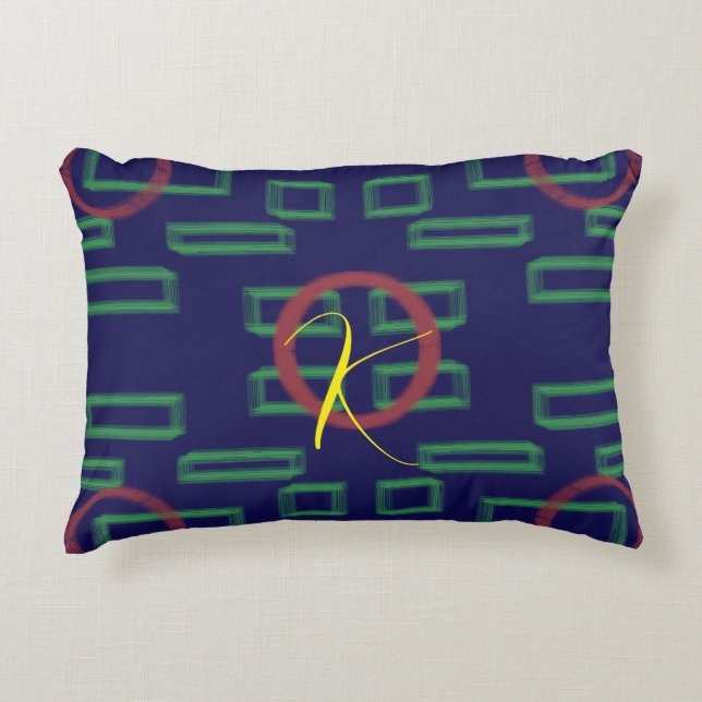 Geometriska blårutor prydnadskudde (Framsidan)