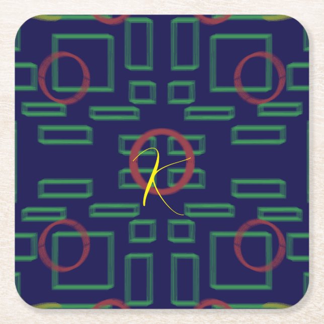 Geometriska blårutor underlägg papper kvadrat (Framsidan)