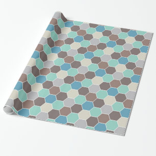 Geometriska blått & grått presentpapper