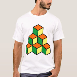 Geometriska block - Grön Orange och Gul Tee Shirt