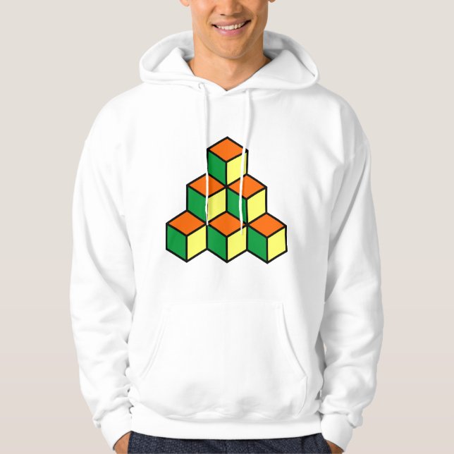 Geometriska block - Gröntens Orange och Gult Hoodie (Framsida)