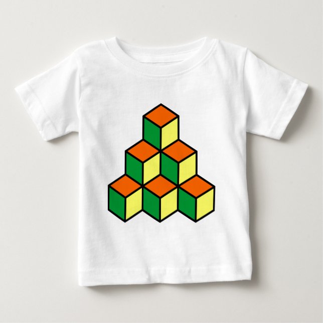Geometriska block - Gröntens Orange och Gult T Shirt (Framsida)