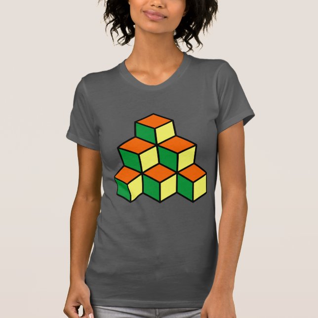 Geometriska block - Gröntens Orange och Gult Tee (Framsida)