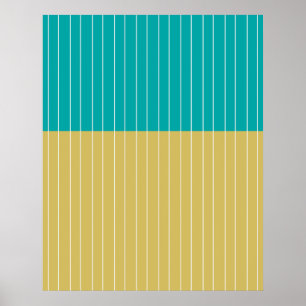 Geometriska block och Linjer Gult Blue Poster