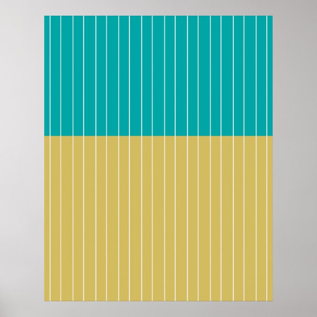 Geometriska block och Linjer Gult Blue Poster (Framsidan)