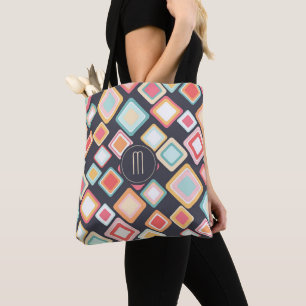 Geometriska block Retro Mönster Monogram Tygkasse