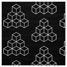 Geometriska block - vit på svart tyg