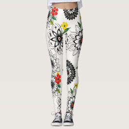 Geometriska blommande mandalor sömlöst mönster leggings