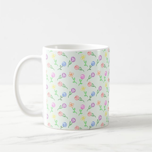 Geometriska blommor kaffemugg (Vänster)