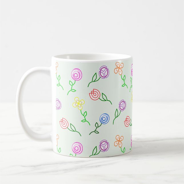 Geometriska blommor kaffemugg (Vänster)