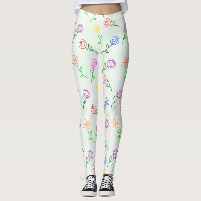 Geometriska blommor leggings (Framsida)