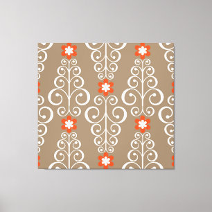 Geometriska blommor: Vintage Sömlös design Canvastryck