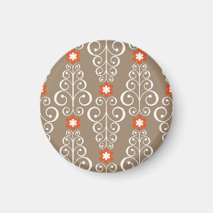 Geometriska blommor: Vintage Sömlös design Magnet