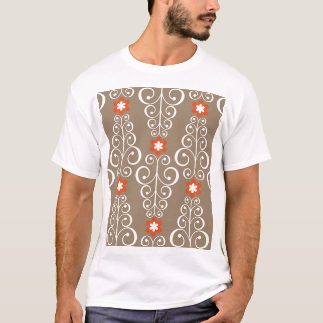 Geometriska blommor: Vintage Sömlös design T Shirt (Framsida)