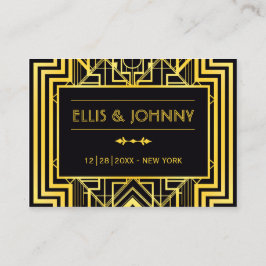 Geometriska Bröllop-platskort i Svarta & Guld Placeringskort