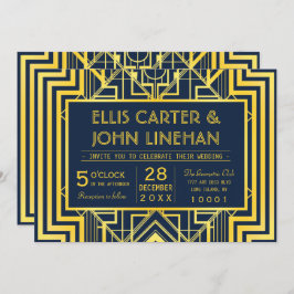 Geometriska bröllopsinbjudningar för marin och Gul Inbjudningar