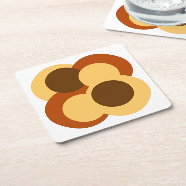 Geometriska cirkelformer för 70-talets Abstrakt Underlägg Papper Kvadrat (Vinklad)