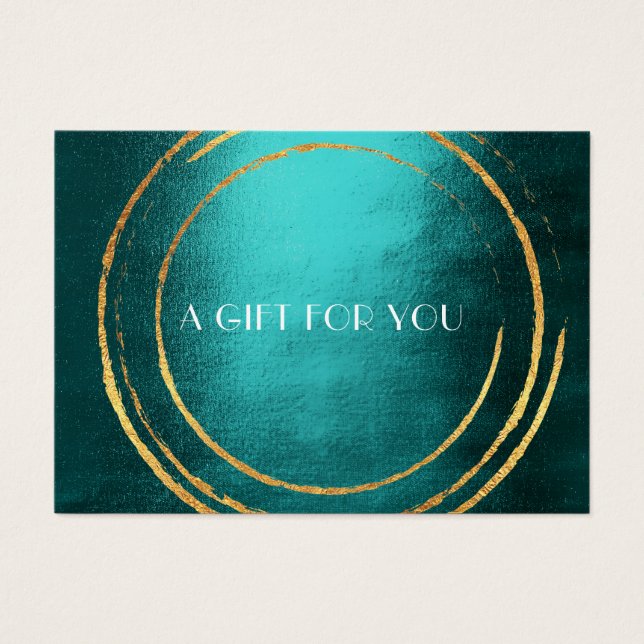 Geometriska cirklar för Gift Certificate Teal Guld Visitkort (Framsidan)