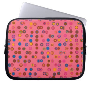 Geometriska cirklar för Rosa av korall, bubbelgum Laptop Sleeve