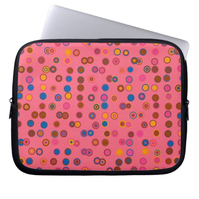 Geometriska cirklar för Rosa av korall, bubbelgum Laptop Sleeve (Framsidan)