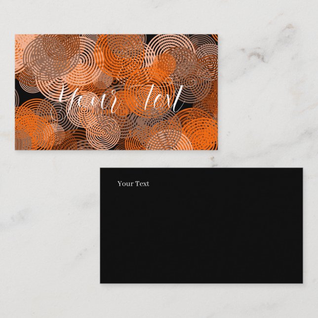 Geometriska cirklar med fractal Art Copper Swirl Visitkort (Fram/baksida)