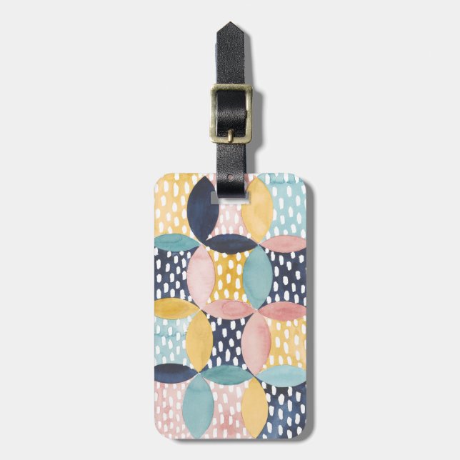 Geometriska cirklar med vattenfärg bagagebricka (Vertikal Framsida)