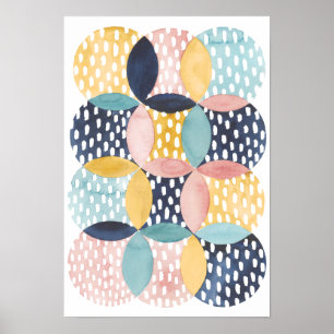 Geometriska cirklar med vattenfärg poster