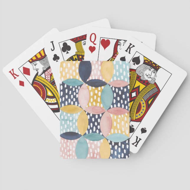 Geometriska cirklar med vattenfärg spel kort (Baksidan)