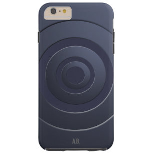 Geometriska cirklar Modern Blue med valfri Initial Tough iPhone 6 Plus Fodral
