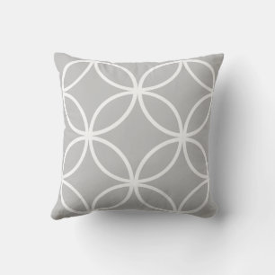 Geometriska cirklar, petaler, diamanter grått kudde