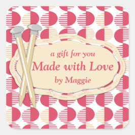 geometriska cirklar som stickar nål röd fyrkantigt klistermärke