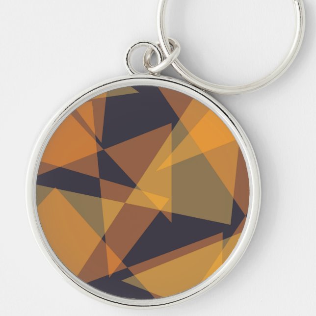 Geometriska, coola, trendig, moderna, enkla triang rund silverfärgad nyckelring (Framsidan)