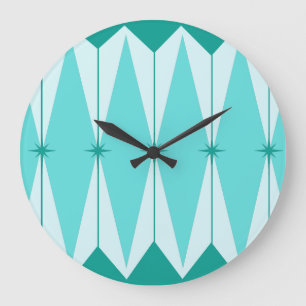 Geometriska diamanter och stjärnor, rund väggklock stor klocka