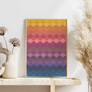 Geometriska diamantformer i Mutta regnbåge Färge Poster