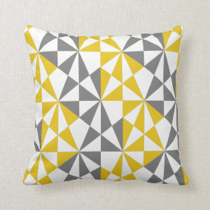 Geometriska djärva Retro skraj senapsgula grå f Kudde