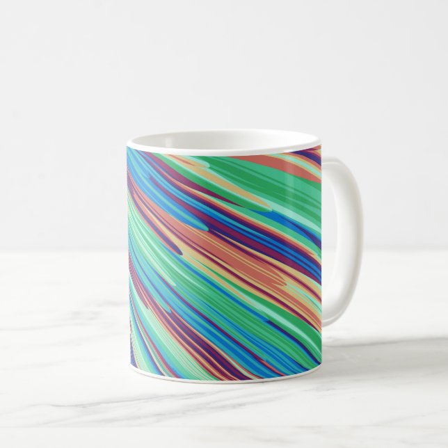 Geometriska fjädrar i blå Orange Abstrakt Kaffemugg (Framsida höger)