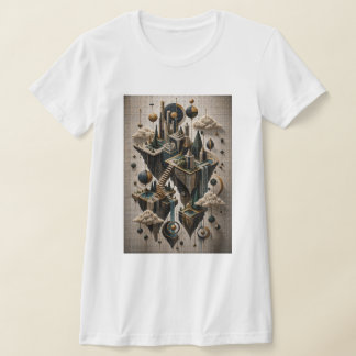 Geometriska Flytande Riken i 3D Mikro Mosaik T Shirt