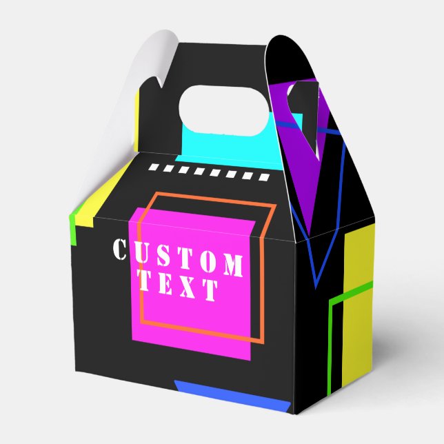 GEOMETRISKA FORMAT SOM ÄR PATTERNED NEON RETRO 80' PRESENTASKAR (Framsidan Sidan)