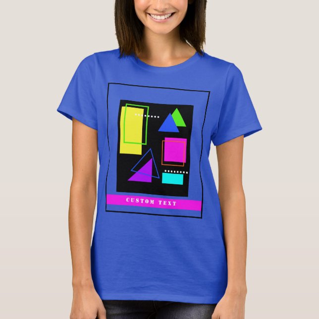 GEOMETRISKA FORMAT SOM ÄR PATTERNED NEON RETRO 80' T SHIRT (Framsida)