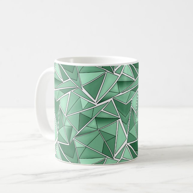 Geometriska former abstrakt grönt mönster  kaffemugg (Framsida vänster)