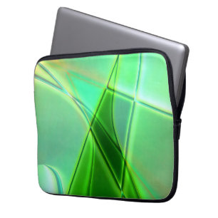 Geometriska former av böjd grönt med djupa konture laptop fodral