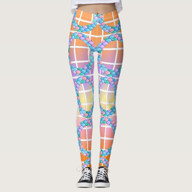 Geometriska former av fiskskinn Bälgfiskar, Djur Leggings (Framsida)