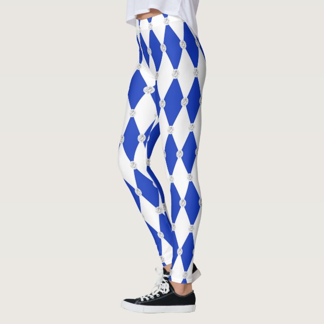 Geometriska former av Harlequin Blue Diamond-form Leggings (Vänster)